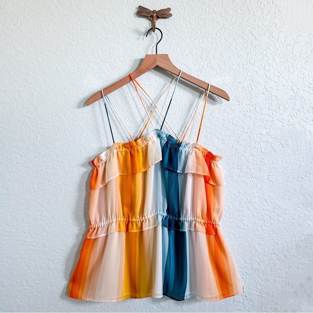 NWOT•H&M•Multicolor Rainbow Striped Tank Top Blouse•Women’s